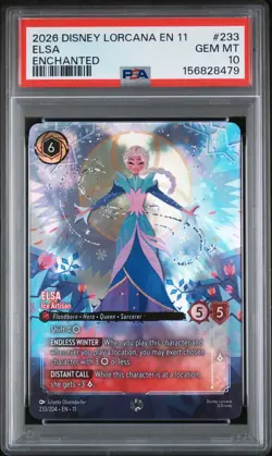 2026 DISNEY LORCANA EN 11-WINTERSPELL ENCHANTED #233 ELSA ICE ARTISAN PSA 10 - Image 1