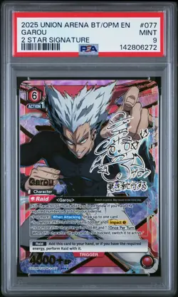 Union Arena TCG Garou 2 Star Signature Alt Art Holo PSA 9 Mint One Punch Man - Image 1