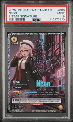 Union Arena TCG Neon 2 Star Signature Alt Art Holo PSA 9 Mint Nikke Goddess - Image 1