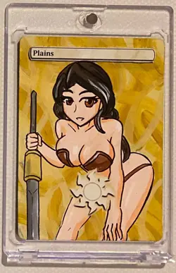 PLAINS - BASIC LAND (ANIME GIRL) MTG ELSPETH Hand Painted Altered Extended Art - Image 1