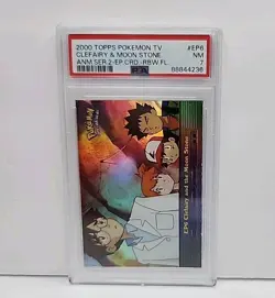 PSA Clefairy & Moon Stone EP6 RAINBOW FOIL 2000 Pokemon Topps Card Graded NM 7 - Image 1
