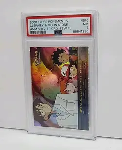 PSA Clefairy & Moon Stone EP6 RAINBOW FOIL 2000 Pokemon Topps Card Graded NM 7 - Image 2