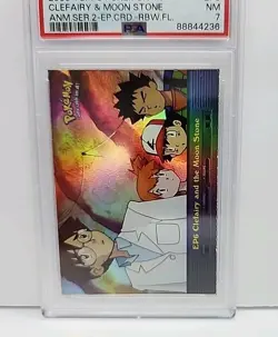 PSA Clefairy & Moon Stone EP6 RAINBOW FOIL 2000 Pokemon Topps Card Graded NM 7 - Image 3