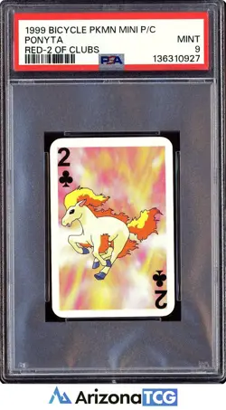 Pokemon 1999 Ponyta 2 Of Clubs Bicycle Pokemon Mini Playing Cards PSA 9 - Image 1