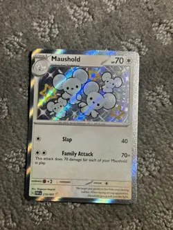 Maushold 210/091 Paldean Fates Baby Shiny Holo Rare Pokemon Card TCG NM - Image 1