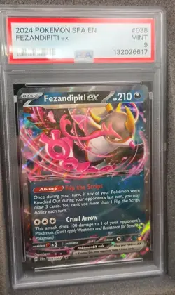 POKEMON CARD FEZANDIPITI ex DOUBLE RARE 38 SHROUDED FABLE SFA EN GRADED PSA 9 - Image 2