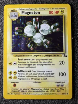 Pokemon Magneton Fossil 11/62 Stage 1 80 HP Holo Rare Unlimited English Card - Image 1