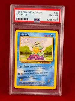 1999 Pokemon Base SQUIRTLE Card #63 PSA 8 - Image 1