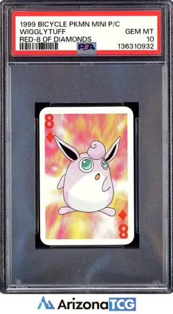 Pokemon 1999 Wigglytuff Red 8 Diamonds Bicycle Pokemon Mini Playing Cards PSA 10 - Image 1