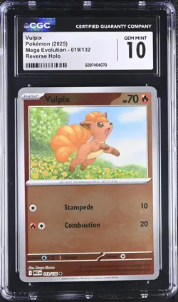 CGC 10 Vulpix 019/132 Reverse Holo Mega Evolution Pokemon Card - Image 1