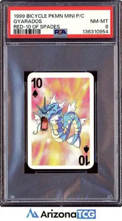 Pokemon 1999 Gyarados Red-10 Of Spades Bicycle Pokemon Mini Playing Cards PSA 8 - Image 1