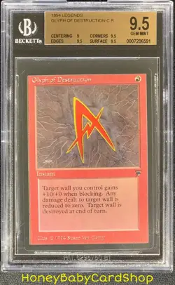 MTG Legends 1994 Glyph of Destruction BGS 9.5 GEM MINT Old School 93/94 - Image 1