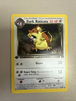 Pokemon 2000 Team Rocket 1st Edition Dark Raticate #51/82 NM - Image 1