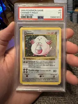 1999 POKEMON BASE SET 1ST EDITION #3 CHANSEY-HOLO PSA 3 - Image 1