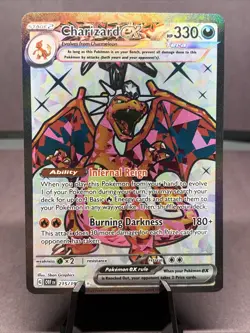 Pokemon TCG Charizard Ex 215/197 SV03: Obsidian Flames Full Art Holo Rare NM - Image 1