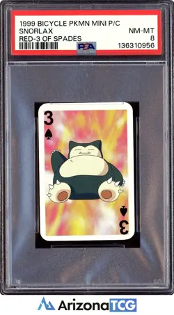 Pokemon 1999 Snorlax 3 Of Spades Red Bicycle Pokemon Mini Playing Cards PSA 8 - Image 1