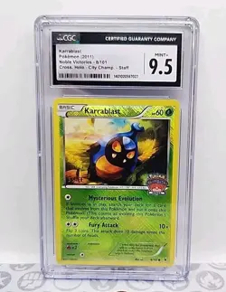 STAFF PROMO Karrablast 8/101 Holo 2011 City Championship Pokemon Graded CGC 9.5 - Image 1