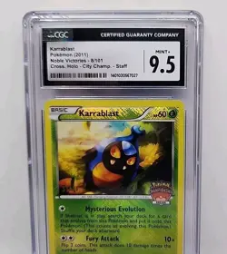 STAFF PROMO Karrablast 8/101 Holo 2011 City Championship Pokemon Graded CGC 9.5 - Image 3