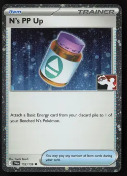 Pokemon N's PP Up 153/159 Prize Pack Series 8 Holo Pack Fresh - NM - Image 1