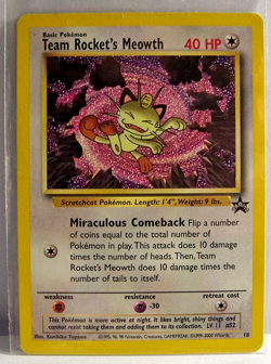 Team Rocket's Meowth 18 Promo Wizards Black Star Promos Pokemon NM NO White edge - Image 1