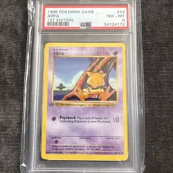 Pokemon PSA 8 Abra 1st Edition Shadowless Base Set 43/102 WOTC 1999 - Image 1