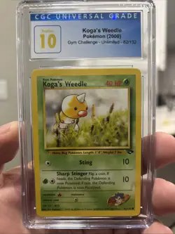 2000 POKEMON GYM CHALLENGE Unlimited #82 KOGA'S WEEDLE CGC 10 PRISTINE (POP 6) - Image 1