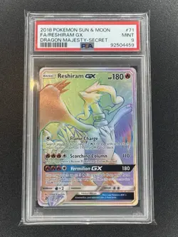 RESHIRAM GX 2018 Pokemon #71/70 PSA 9 MINT Dragon Majesty Full Art Secret Rare - Image 1