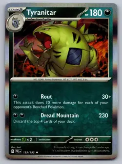 Tyranitar 135/193 Rare Paldea Evolved Pokemon Holo Near Mint - Image 1