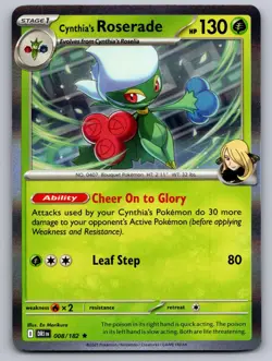 Cynthia's Roserade 008/182 Rare Destined Rivals Pokemon Holo Near Mint - Image 1