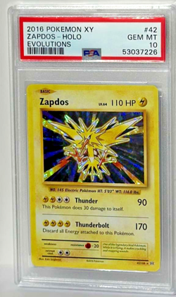 2016 Pokemon XY Evolutions #42 Zapdos Holo PSA 10 GEM MINT Low Pop! - Image 1