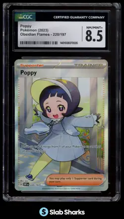 2023 POKEMON SCARLET & VIOLET OBSIDIAN FLAMES #220/197 POPPY ULTRA RARE CGC 8.5 - Image 1