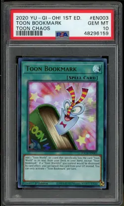 Toon Bookmark TOCH-EN003 1st Edition Ultra Rare Yugioh PSA 10 *159 - Image 1