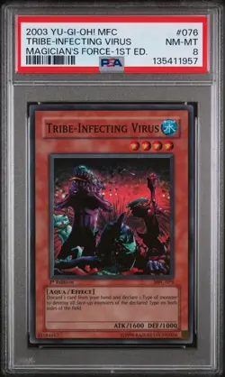Tribe-infecting Virus MFC-076 1st Edition Super Rare Yugioh PSA 8 *957 - Image 1