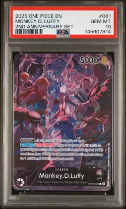 2025 ONE PIECE ENGLISH VERSION 2ND ANV SET #061 MONKEY D. LUFFY PSA 10 - Image 1