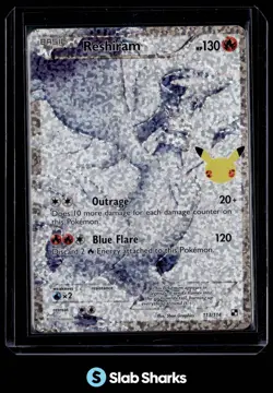 2021 POKEMON CELEBRATIONS 113/114 RESHIRAM CLASSIC COLLECTION BLACK & WHITE - Image 1