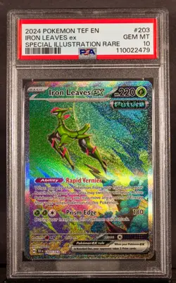 110022479 Iron Leaves ex 2024 Pokemon Scarlet Violet Temporal Forces 203 PSA 10 - Image 1