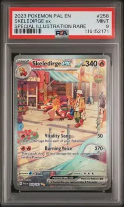 2023 Pokemon Paldea Evolved #258 Skeledirge Ex Special Illustration Rare PSA 9. - Image 1