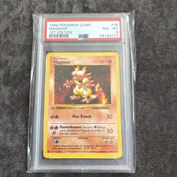 Pokemon PSA 8 Magmar 1st Edition Shadowless Base Set 36/102 WOTC 1999 - Image 1