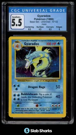 1999 POKEMON BASE SET UNLIMITED #6/102 GYARADOS RARE HOLO CGC 5.5 - Image 1