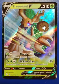 2021 Holo Trevenant V 013/203 Ultra Rare Evolving Skies Pokemon NM - Image 1