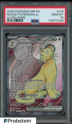 2025 Pokemon TCG Destined Rivals Team Rockets Persian EXFA UR 219/182 PSA 10 - Image 1