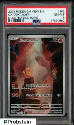 Pokemon Scarlet & VIolet 151 Charmander Illustration Rare SP 168/165 PSA 8 NM-MT - Image 1