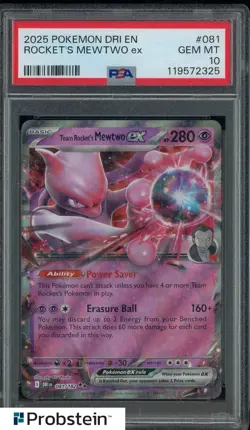 2025 Pokemon Destined Rivals Team Rockets Mewtwo EX 081/182 Double Rare PSA 10 - Image 1