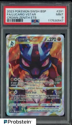 Pokemon Sword Shield Crown Zenith Lucario Vstar ETB Promo SWSH291 PSA 9 Mint - Image 1