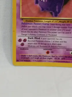 Gengar 20/62 Fossil Pokemon Card TCG Non-Holo Rare 1999 - Image 2