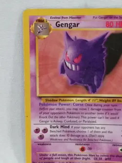 Gengar 20/62 Fossil Pokemon Card TCG Non-Holo Rare 1999 - Image 5