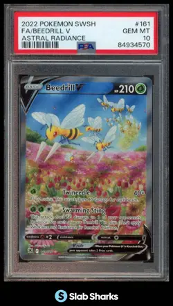 2022 POKEMON SWORD & SHIELD ASTRAL RADIANCE #161/189 BEEDRILL V FULL ART PSA 10 - Image 1