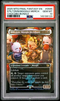 2025 MTG FINAL FANTASY CHOCOBO #0565 STILTZKIN, MOOGLE MERCHANT PSA 10 - Image 1