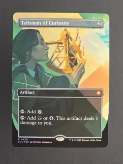 MTG Talisman of Curiosity Borderless Foil Secrets of Strixhaven SOC 0430 Promo - Image 1