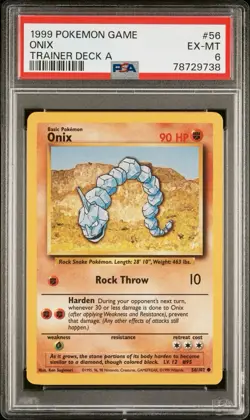 1999 Pokemon #56 Onix Trainer Deck A PSA 6 Brock’s Red Back LOW POP 93 Higher - Image 1